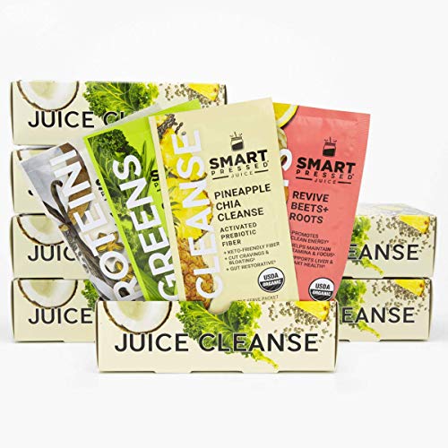 Smart Pressed Juice 7-Day Organic Juice Cleanse | Healthy Weight Loss & Detox Program | Vegan Vanilla Protein, Cold-Pressed Green Juice, Beets Juice & Pineapple Chia Cleanse | High Fiber & Vegan