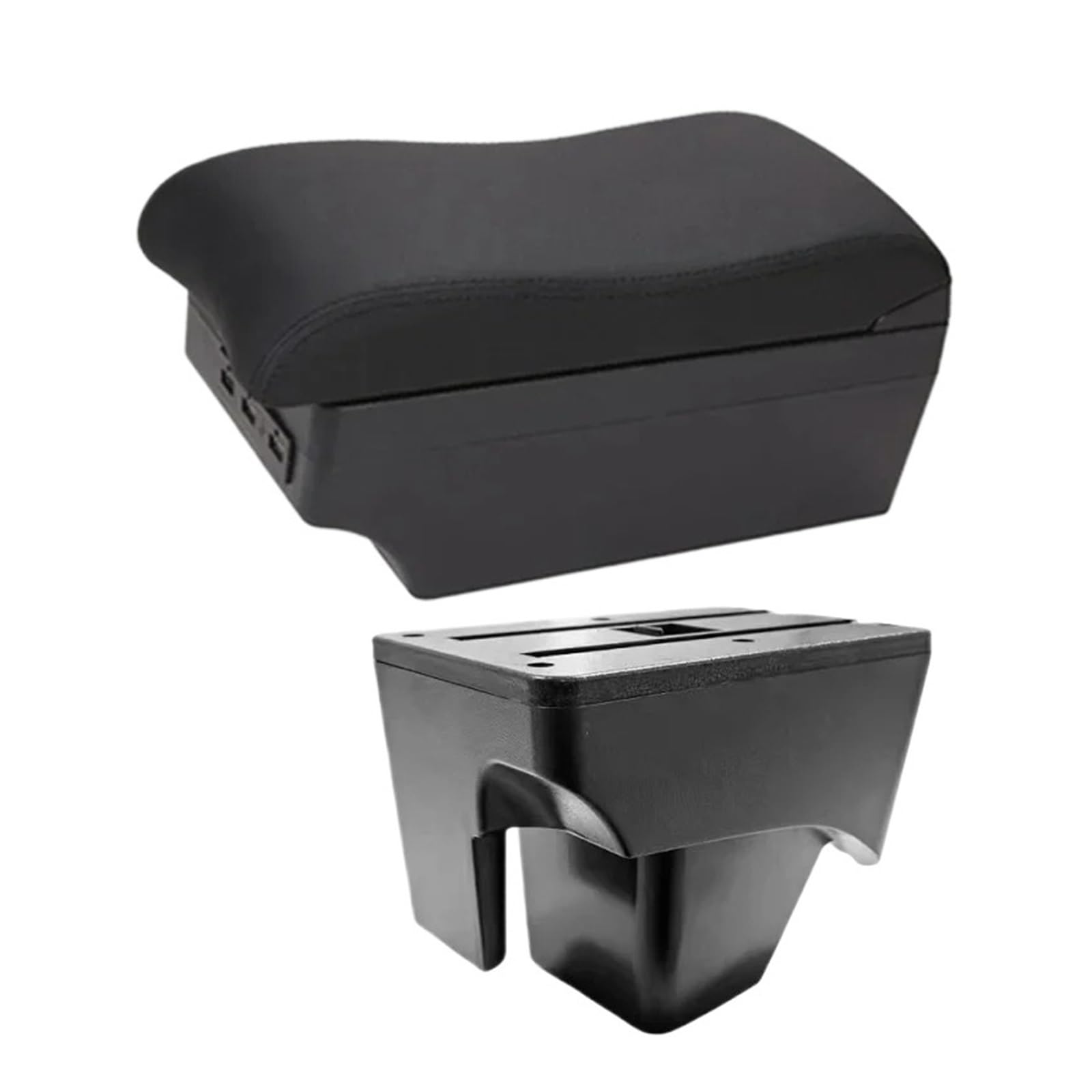 UMDJJU For VW For TERA 2025 Leather Arm Rest Center Car Armrest Interior Modification Box Console Storage USB Car Centre Console Armrest Box(E2 Black Line)