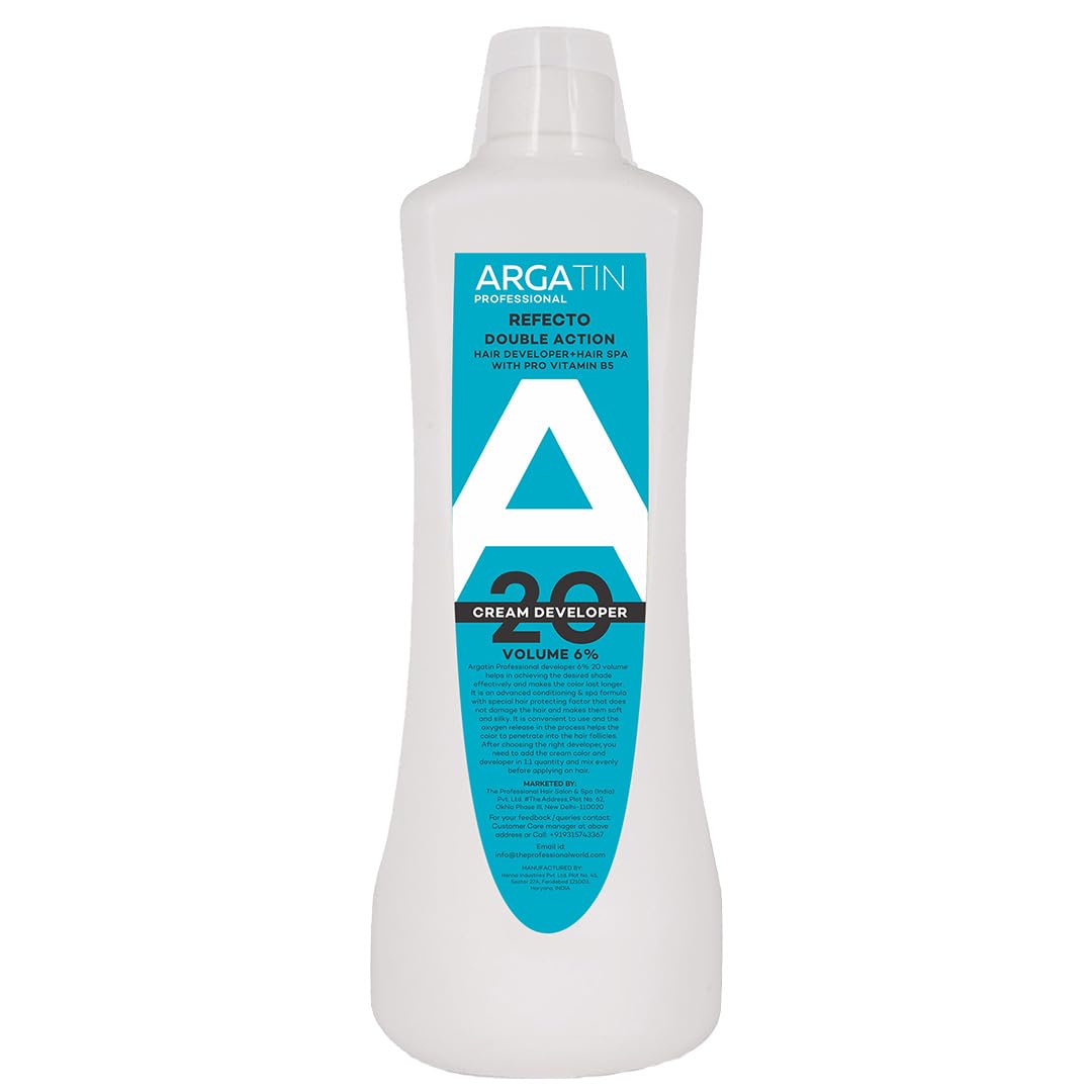 ARGATIN Professional Refecto Hair Color Developer 20 Volume 6% - 1000ml | Cream Developer for Hair Colour | 2in1 Formula Hair Developer + Hair Spa with Pro Vitamin B5-picture-33