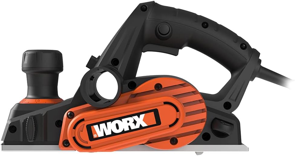 WORX Electric Planer 750W WX615, Planing Width 82 mm, Adjustable Planing Depth 0 to 3 mm, Comfortable Grip, Smart Chip Removal System, Comes with Accessories