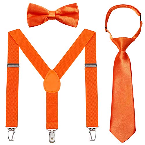 Image of Kids Suspender Bowtie Necktie Sets - Adjustable Elastic Classic Accessory Sets for 6 Months to 13 Year Old Boys & Girls