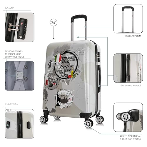 Image of InUSA Prints Plastic 4-Wheel Luggage, World (IUAPC00M-WOR)