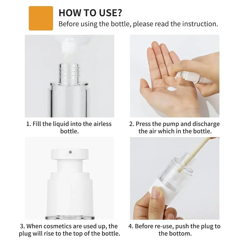 50 szt., 5 ml, 10 ml, 15 ml, butelka z pompką bezpowietrzną, mini, puste, przezroczyste butelki z pompką próżniową, do wielokrotnego napełniania, przezroczyste pojemniki na balsam z podkładem do