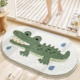Cute Bath Mat, Funny Cartoon Crocodile Mat for Room Decoration, Non Slip Extra Absorbent Animal Alligator Bathroom Rug, Machine Washable Ultra Soft Floor Mats for Tub Shower Door 20' x 31' (Crocodile)