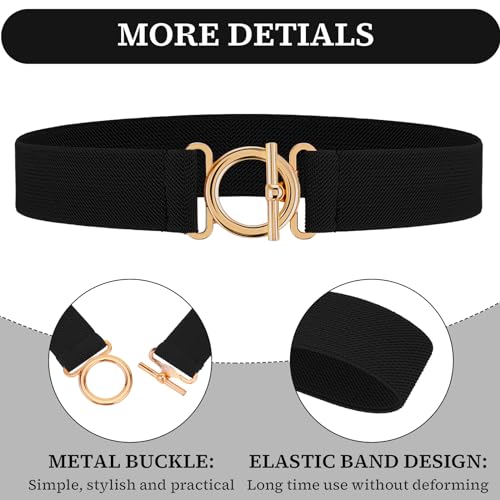 Women Elastic Belt, Invisible Stretch Ladies Belts with Gold Flat Buckle Skinny Waist Belt For Jeans Pants Dresses2