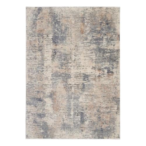 Pemberly Row Rustic Textures Fabric Indoor Rug in Beige &