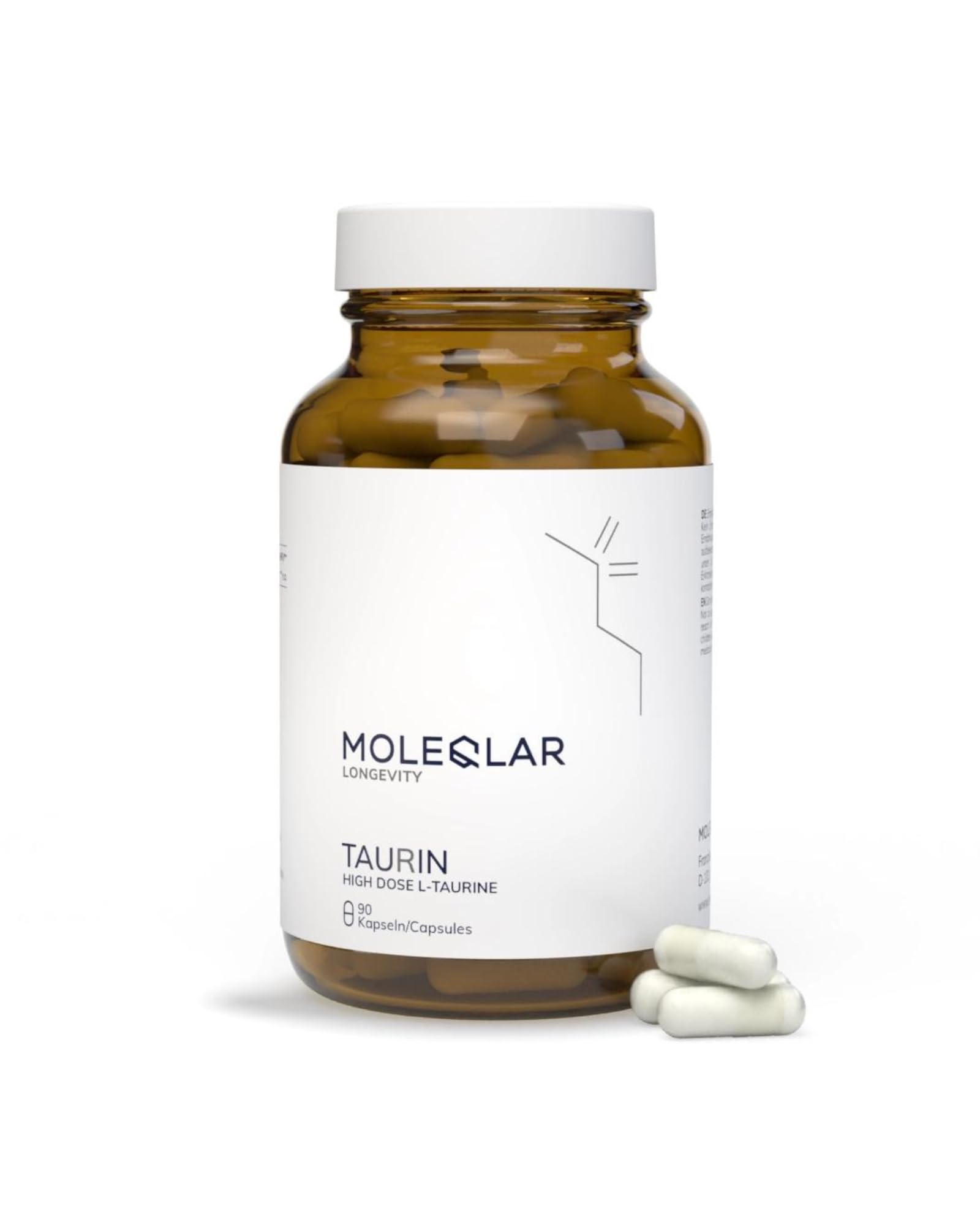 MoleQlar Capsule di taurina 90 pezzi – 2550 mg L-taurina ad alta purezza per porzione – Supporto ottimale in caso di maggiore necessità di taurina – vegano, ad alta purezza, senza OGM