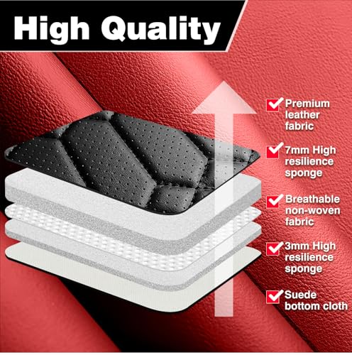Image of Foneso Custom Leather Seat Covers for Truck Chevy Chevrolet | 3D Support Car Seat Covers Fit for Silverado / GMC Sierra 2007-2026 1500 2500HD 3500HD Crew Double Extended Cab, Front Seat