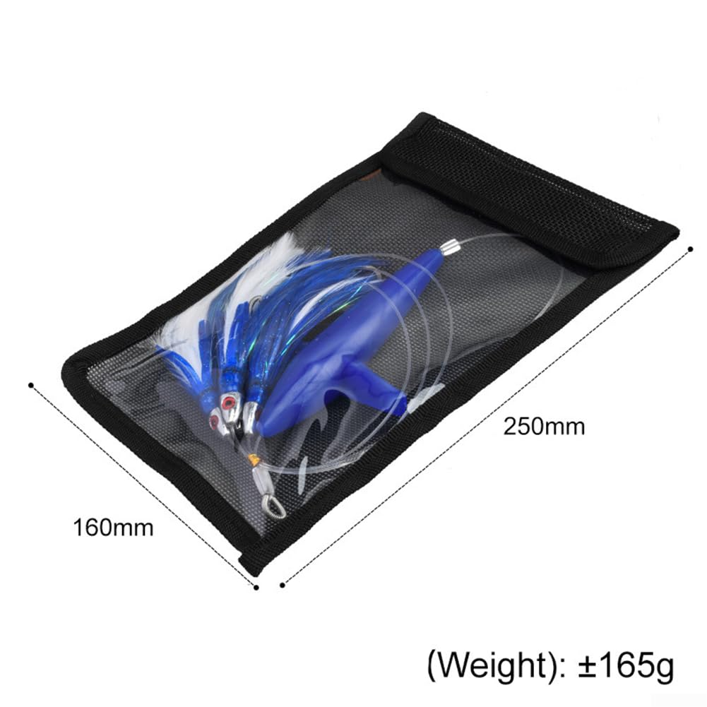Señuelo de plumas para pesca de atún, cebo de pesca de barco de caza grande con gancho de acero, cebo reflectante UV para pesca en agua salada