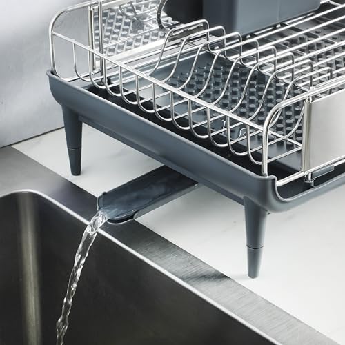 Image of Kenmore Loxdell Expandable Full Size Rust Resistant Dish Rack with Drain Board and Flatware Caddy