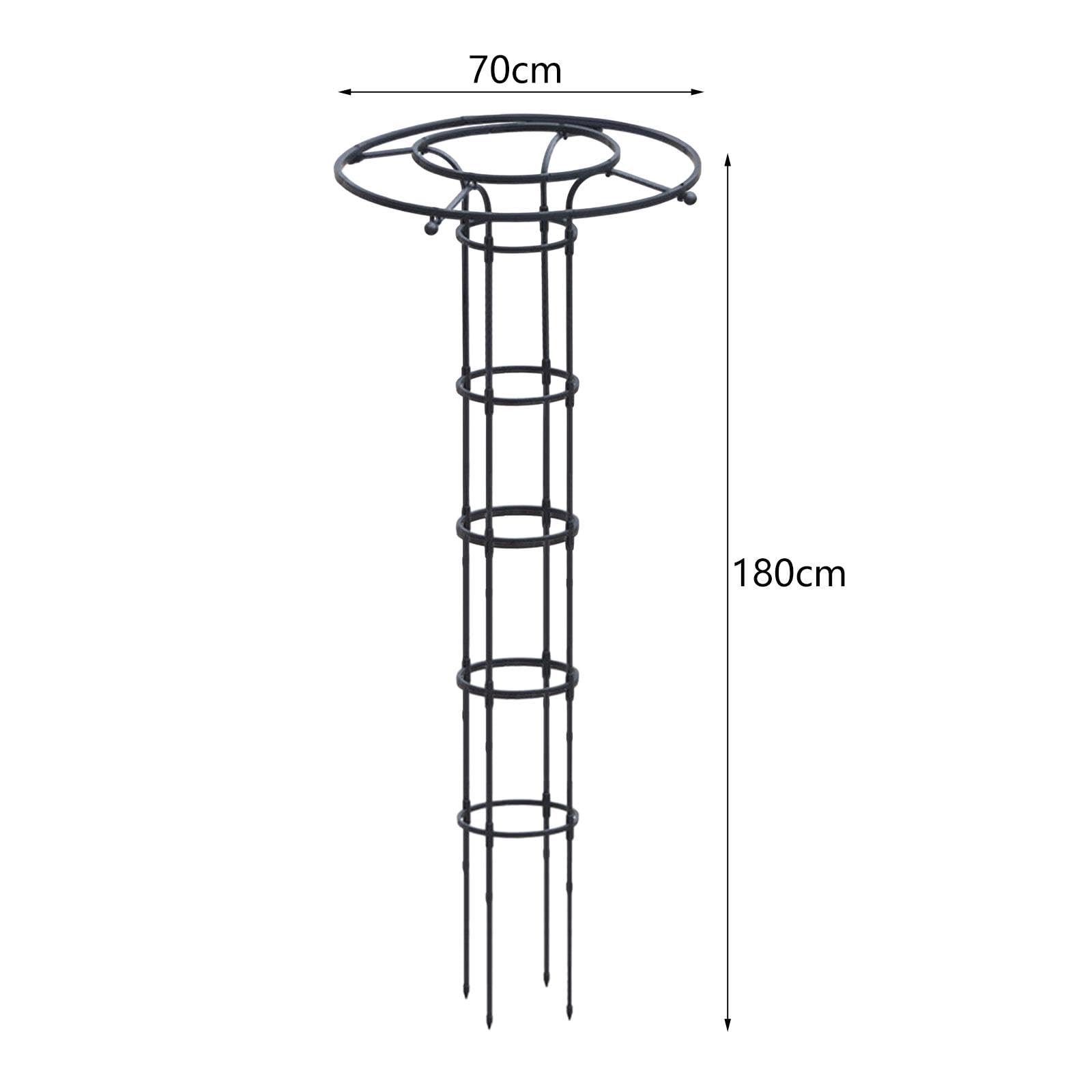 Treillis de jardin obélisque vertical pour parasol, cadre tour pour rosiers et vignes, hauteur 180 cm, noir