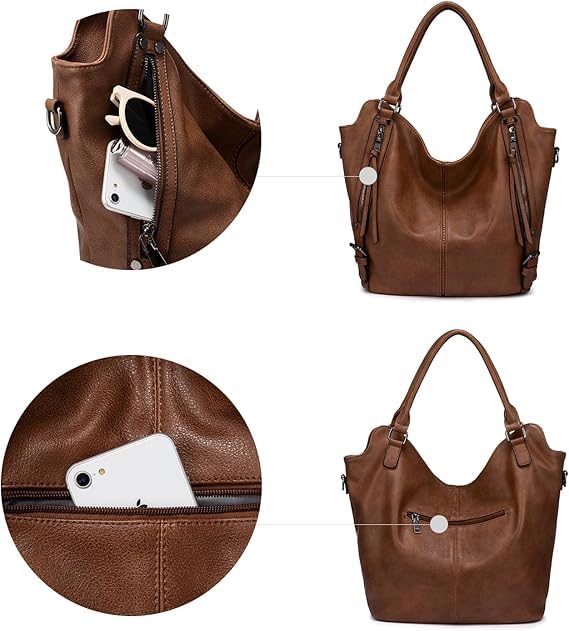 Image of Tote Bag for Women PU Leather Shoulder Bags Fashion Hobo Bags Large Purse and Handbags with Adjustable Shoulder Strap
