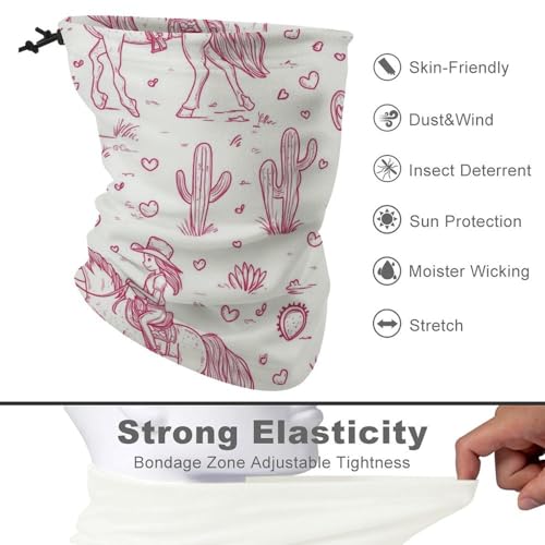 Girls on Horse Back And Cactus Face Mask Bandana Breathable Scarf Neck Gaiter Headband for Women Men Outdoor3