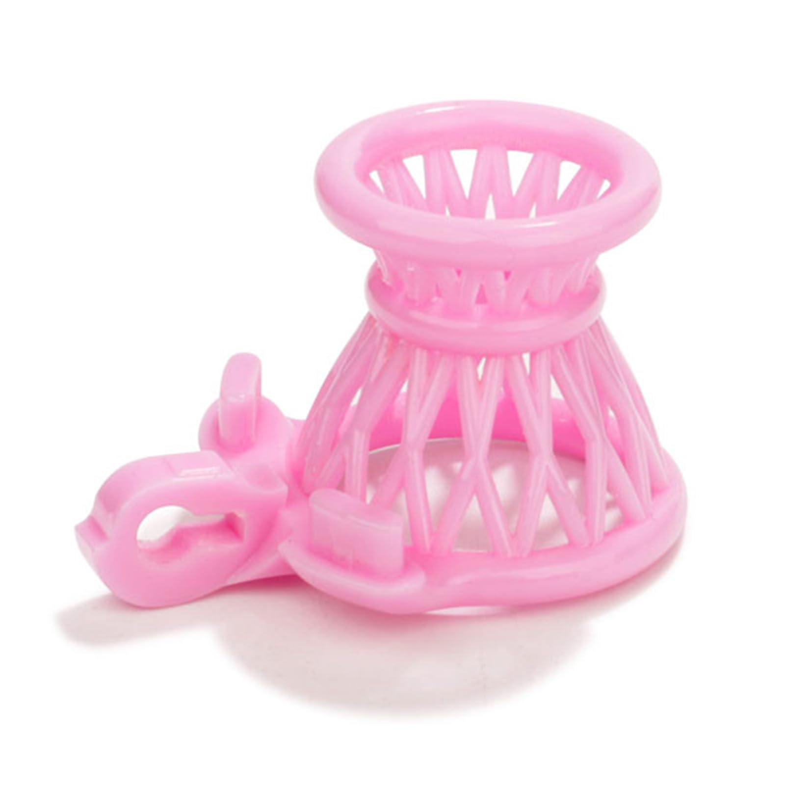 Seckoe Nylon Belüftung Peniskäfig Set mit Cockringe Extrem Chastity Cage Male Pink Penis Cage Penis Käfig Sissy Cock Cage Flat SM Bondage Keuschheitsgürtel Sexspielzeug für Männer（Rosa）