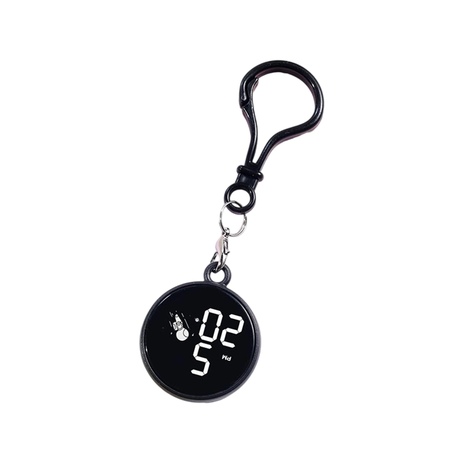 Wdbild Black Electronic Hanging Watch Pocket With Keychain Multifunctional Led Electronic Clock With Clip On Design Nurse Clip On