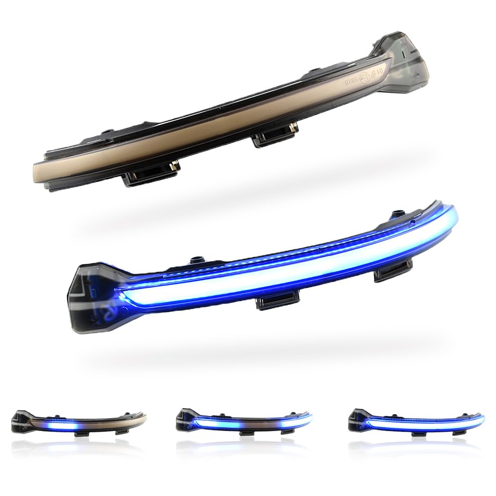 LED dynamiczny włączony kierunkowskaz, lusterko boczne sekwencyjne Kompatybilny z VW Golf 7 Jet-ta MK7 VII GTI R MK7 Golf 7.5 kompatybilny z To-uran-niebieski i żółty