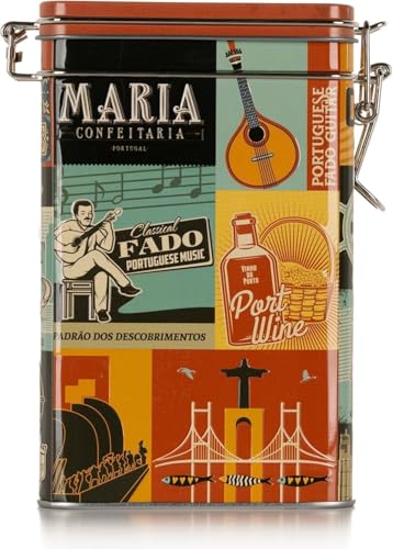 Galletas de Manzana y Canela en Lata Decorativa Portuguesa – 150g – Crujientes Galletas de Manzana y Canela – Lata Ideal para Regalo, Recuerdo o Merienda con Té