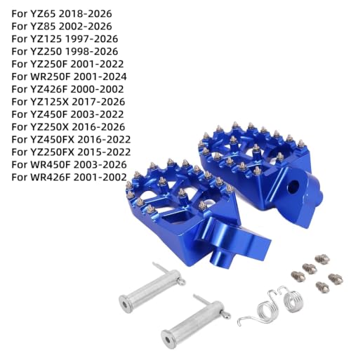 Image of JFG RACING Dirt Bike Foot Pegs,CNC Motorcycle Rest Pedal Footpegs for YZ65 18-26 /YZ85 02-26 /YZ125 97-26 /YZ250 98-26 /YZ250F 01-22 /WR250F 01-24 /YZ450F 03-22 /WR450F 03-26 /YZ125X YZ250X YZ250FX-Blue