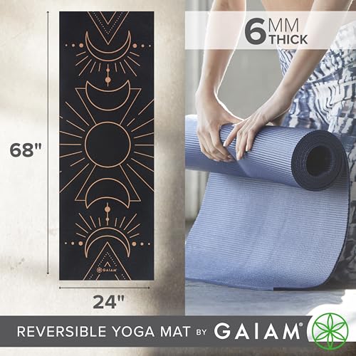 Image of Gaiam Yoga Mat - Premium 6mm Print Reversible Extra Thick Non Slip Exercise & Fitness Mat for All Types of Yoga, Pilates & Floor Workouts (68 inch x 24 inch x 6mm Thick)