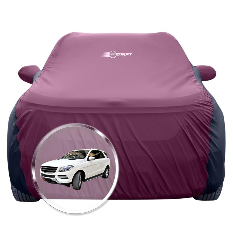 Image of NEODRIFT 'SuperTech' Car Cover for Mercedes M Class (100% Water-Resistant, All Weather Protection, Tailored Fit, Multi-Layered & Breathable Fabric) (Colour: Maroon+Black)