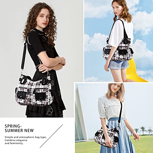 Image of Angel Kiss Women's Designer Handbag Large Double Zipper Multi Pocket Washed Leather Purse