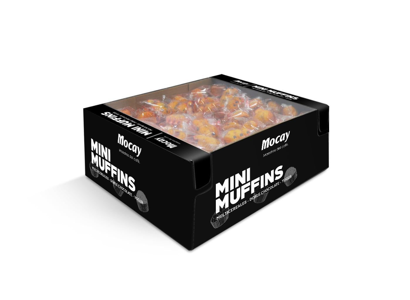 Caja de Mini Muffins Variados Multicereales Doble Chocolate y Yogur