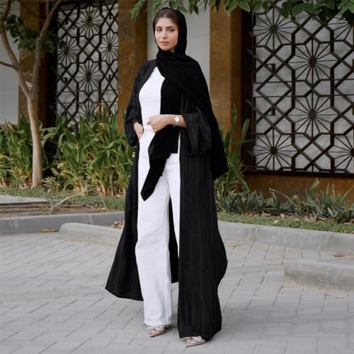 Womens Muslim Kimono Abaya Solid Striped Retro Ethnic Cardigan Robe Dubai Middle Eastern Saudi Arabia Eid Clothes4