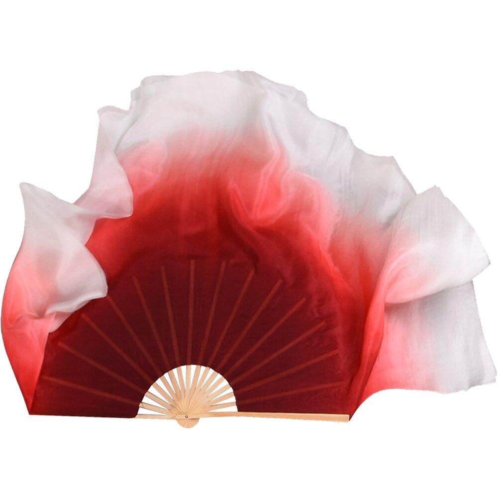 Ventagli di bambù di Danza del Ventre Fatti a Mano Ventagli Lunghi di bambù di Seta Danzanti per Spettacoli di Feste Costume Ballo per Donne con Ventaglio di Seta in Velo