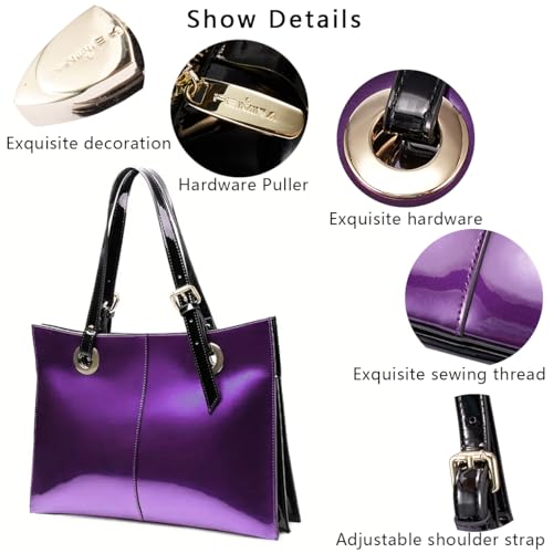 Leather Handbag with Zipper-Large Capacity Clutch Bag-Simple Tote Bag for Commuting to Work Shopping Traveling3