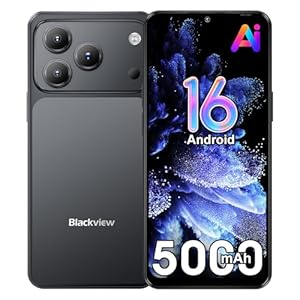 Blackview Wave 7C Handy Ohne Vertrag, Android 16 Smartphone, 16GB+64GB/1TB TF, 6.56" Gemini AI Smartphone Ohne Vertrag Günstig, 5000mAh, 32MP+13MP, WiFi 5/Face ID/GPS/OTG/FM/Handyhülle, Schwarz