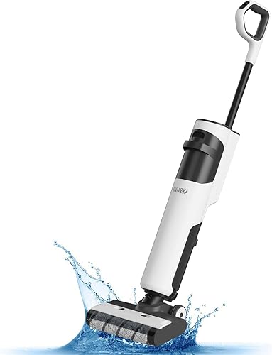 INNOKA Aspiradora y fregona inalámbrica en seco húmedo con tanque de agua separado limpio y sucio, asistencia de voz, autolimpiante, potente