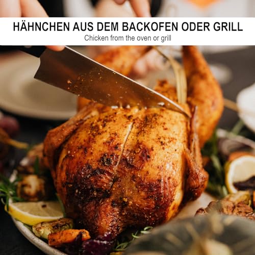 COM-FOUR® 2x Hähnchengrill - BBQ Hähnchenbräter für Grillhähnchen - Geflügelhalter zum Garen von Broiler - Brathähnchenhalter mit Auffangschale für den Ofen (02 Stück - Hähnchengrill)