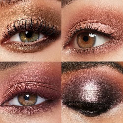 Image of Erinde Brown Black Eyeshadow Palette, 12 Colors Matte Shimmer Beige Champagne Plum Purple Bronzer Brown Black Eye Shadow Palette, Highly Pigmented Long Lasting Waterproof Eyeshadow Pallete, 01