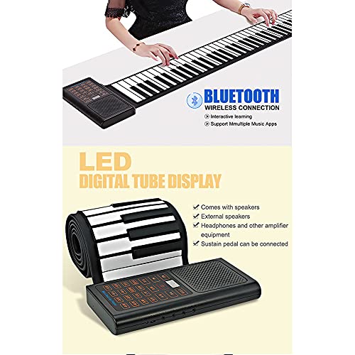 JTYX Roll Up Piano 88 Touches avec Haut-Parleur numérique Bluetooth Piano Clavier Portable électronique Hand Roll Piano Rechargeable Pliant Piano Enfants Jouets Instrument de Musique - Les Beatles, Paul McCartney, John Lennon, RIngo Starr, George Harrison JTYX Roll Up Piano 88 Touches avec Haut-Parleur numérique Bluetooth Piano Clavier Portable électronique Hand Roll Piano Rechargeable Pliant Piano Enfants Jouets Instrument de Musique – Image 5
