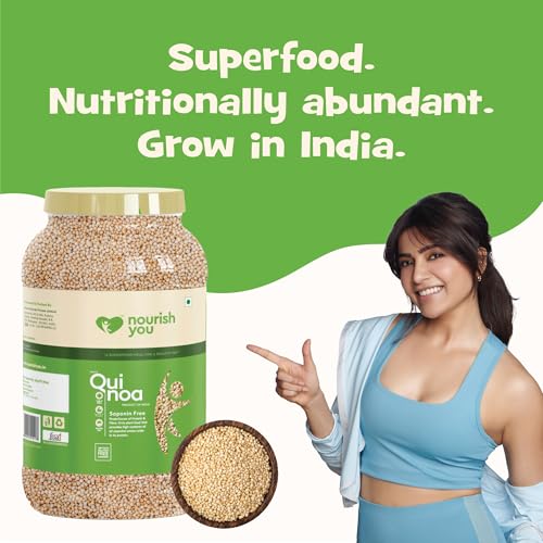 Image of Nourish You White Quinoa 2 kg + 2 kg Super Value Pack Combo | Gluten & Saponin Free | 16.5g Protein per 100g Rich in dietary fibre | Wholegrain Certified Grain | Diet Food for Weight Management | Healthy Breakfast cereal