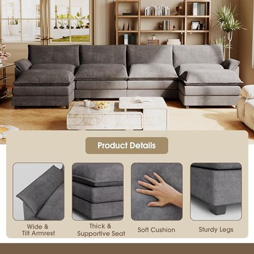 image for JUMMICO 159” Modular Oversized Sectional Sofa Couch, Modern Wide Arm
