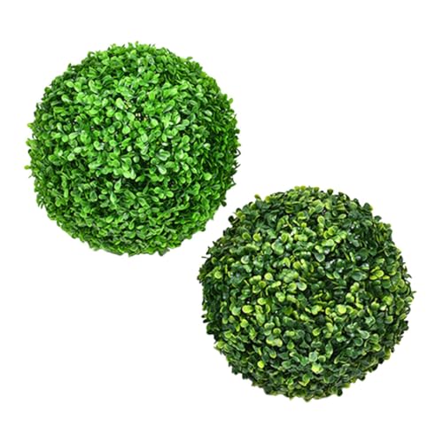 ABOOFAN 2pcs Simulated Grass Ball Decoration Green Leaf Decorative Balls Artificial Topiary Ball for Outdoors Hanging Pendants Simulation Grass Balls Artificial Plant Topiary Ball