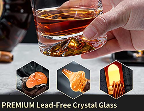 Jbho Hand Blown Crystal Double Old Fashioned Cocktail, Solid Whiskey Glasses, Rocks Glasses, Lowball Glasses - 12 Ounce - Set Of 2 - Perfect Size For Oversized Ice Cubes #TOP1