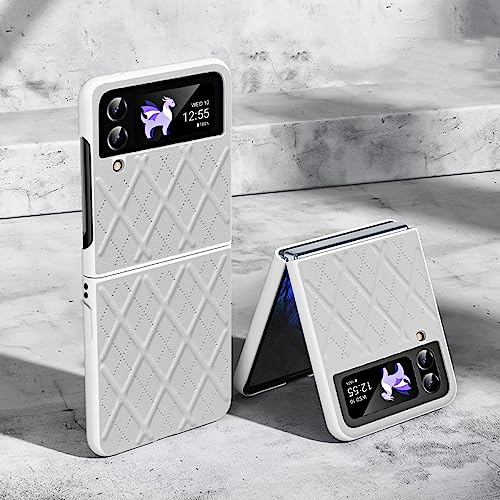Étui pour Samsung Z Flip 4 Z Flip 3 blanc rigide avec strass diamant