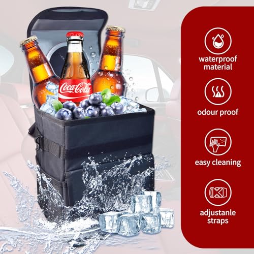 Image of Car Trash Can With Lid, Hanging Car Trash Can Size Combination 2 Sets, Can Be Hung In The Back /Front Row, Waterproof And Leak-Proof Suitable For SUV, Sedan, Detachable And Foldable Car Trash Bin