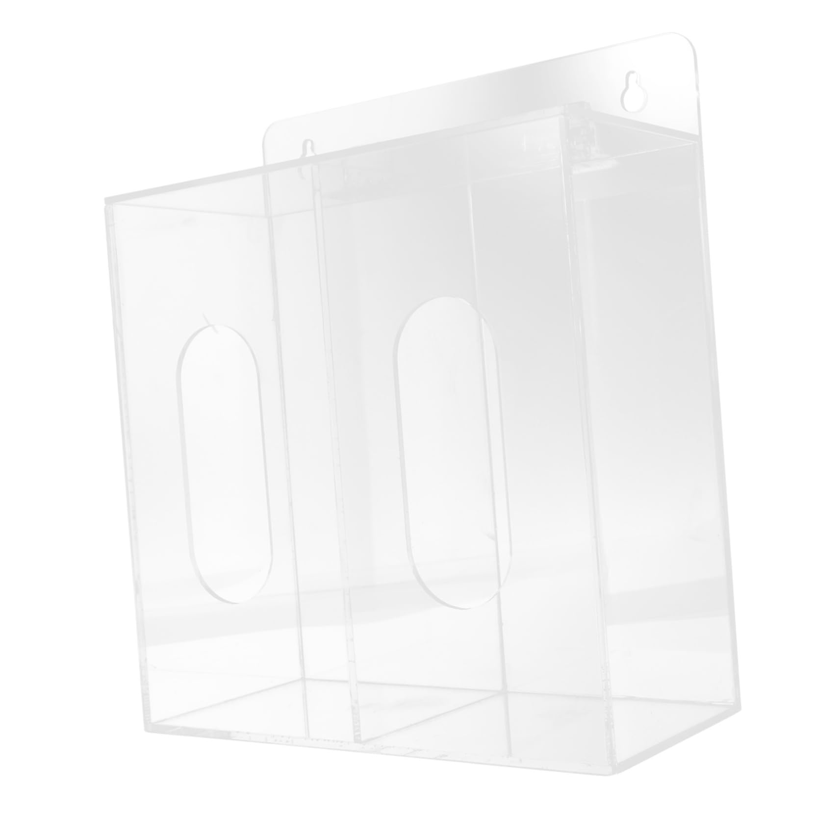 Cabilock Acrylic Wall Mount Glove Dispenser 2-Grid Compartment Storage Box for Masks Gloves