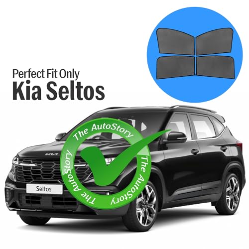Image of AutoStory Custom Fit Black Mesh Car Sunshade for Kia Seltos | UV & Heat Protection Car Window Curtains | Privacy Car Sun Shade | Breathable Vehicle Specific Side Window Shades