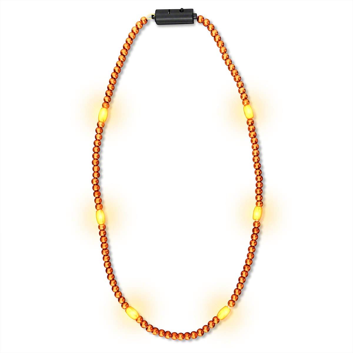 FlashingBlinkyLights Orange Light Up LED Mardi Gras Bead Necklace (Set of 12)