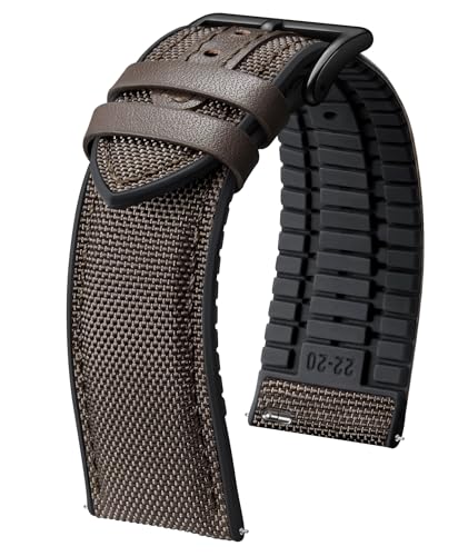 Image of BINLUN Nylon Silicone Watch Bands 18mm 19mm 20mm 21mm 22mm Quick Release Canvas Rubber Hybrid Watch Strap Replacement Watchband for Men Women 9 Colors Silver /Black Buckle