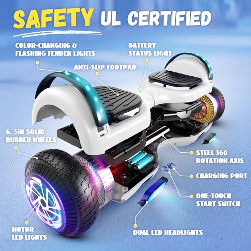 Image of SISIGAD Scooters for Kids Ages 7-12, with Built-in Bluetooth Speaker and 6.5 inch Colorful Lights Wheels, Safety Certified Self Balancing Scooter