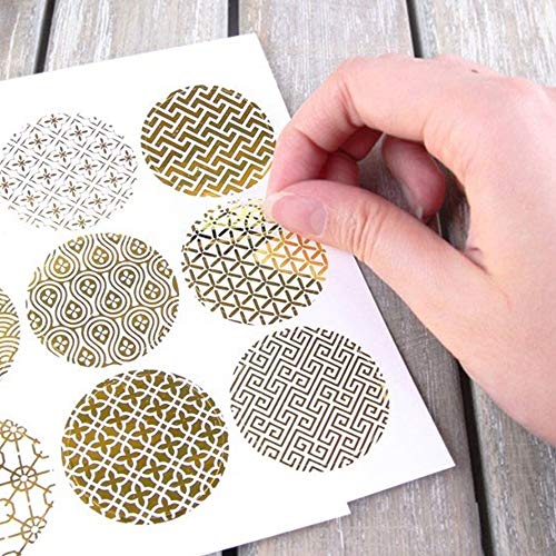 image for YAOJOE 30 Sheets Decorative Gold Circle Envelope Seals Stickers Self-A