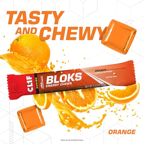 CLIF BLOKS - Orange Flavor with Caffeine - Energy Chews - Non-GMO - Plant Based - Fast Fuel for Cycling and Running - Quick Carbohydrates and Electrolytes - 2.12 oz. (18 Count) - Thumbnail 4