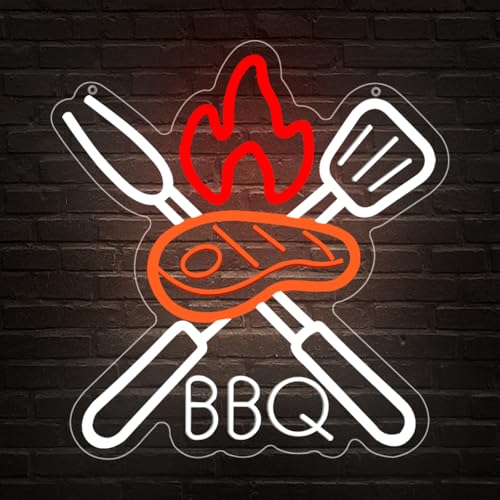 Image of BBQ Neon Signs for Wall Decor,Adjustable Brightness Grill LED Sign for BBQ Party Decorations,Neon Lights Sign for Barbecue Restaurant,BBQ Signs for Outside,Home, Bar, Party,Christmas Gift