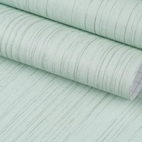 FunStick Papel Pintado Verde Menta Texturizado Papel Pintado Autoadhesivo Dormitorio Salon Vinilo Adhesivo Muebles Efecto Textura Lino Revestimiento Pared Verde Vinilo Paredes Baño Decoración 40CMX2M