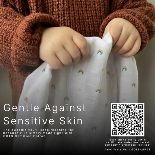 Image of Salt Earth GOTS Certified 100% Organic Cotton 2-Layered Swaddle Baby Blanket, 4 Pack, 47 inchx47 inch Receiving Blankets for Swaddling, Wrap for Boy & Girl, Newborn Baby Essentials, Registry(Solids & Rainbow)